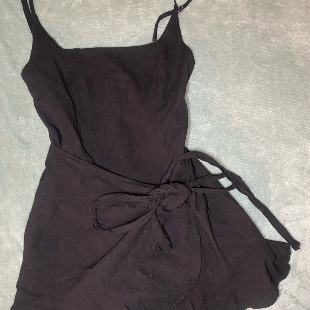 Black Princess Polly Wrap Mini Dress